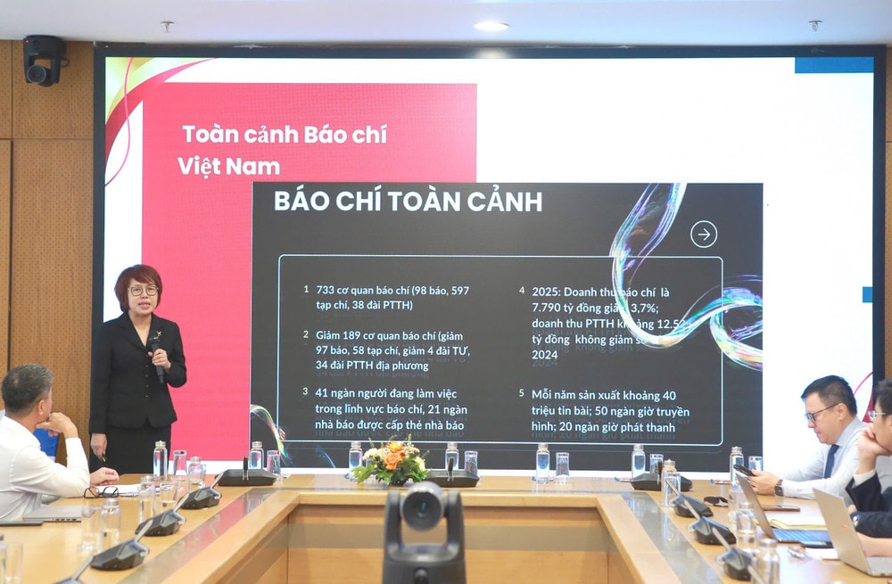 Phó Cục trưởng Cục Báo chí Đặng Thị Phương Thảo trình bày tham luận. 1781857578991-8307156993572237324-g5687032138637076904-3f73bd04ea404bb5cf5038b38e27eecc-4319.jpg